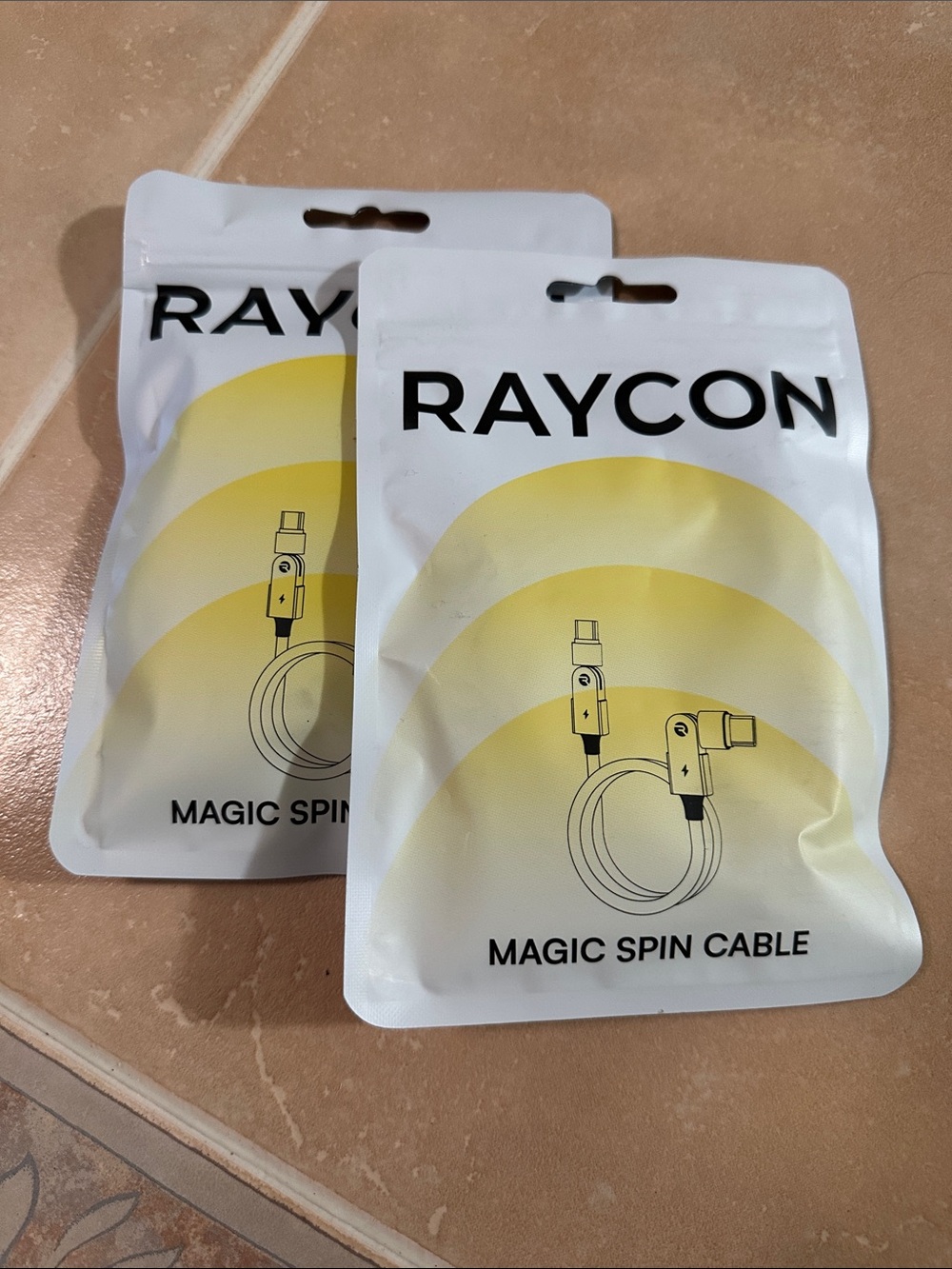 2 RAYCON Magic Spin Cable Pack - White with Yellow Accents